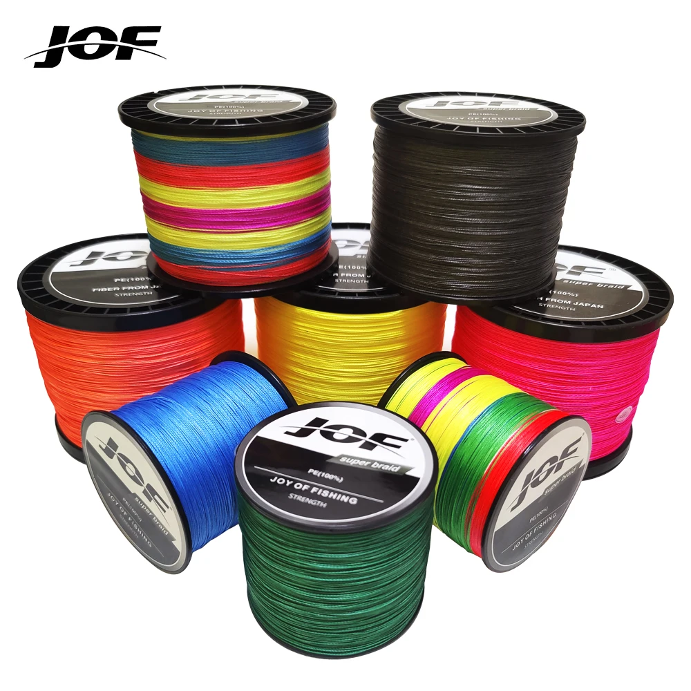 

JOF 300M 500M 1000M Multicolour PE Braided Wire 4 Strands Multifilament Japanese Fishing Line 0.1MM-0.5MM 8LB-80LB Carp Fishing