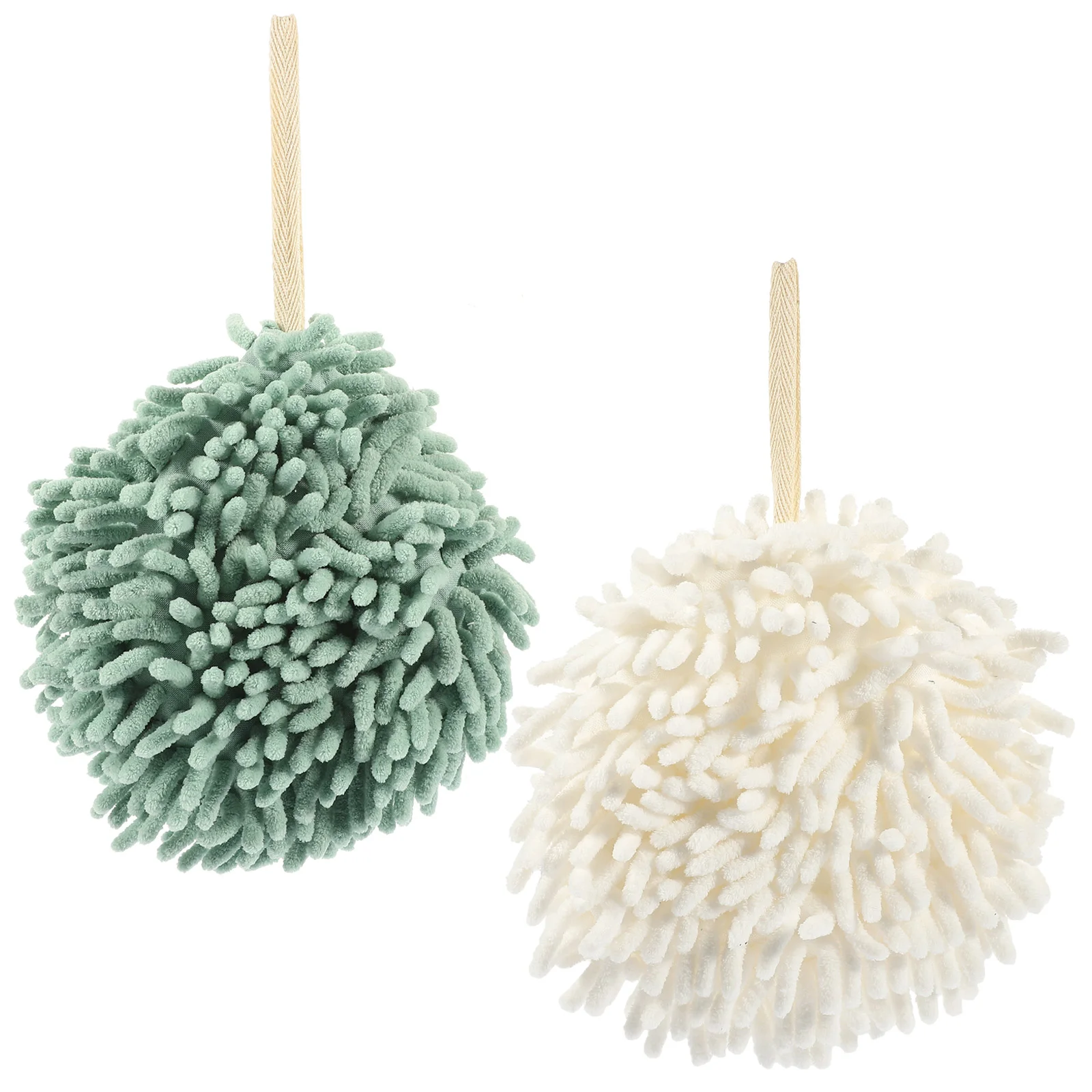 

2pcs Chenille Ball Rags Hanging Bathroom Hand Rags High Absorbent Hand Rags