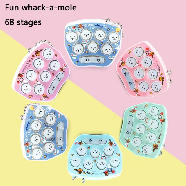 Pocket Mini Whack-a-mole Game Console Adult Children Parent-child Interactive Leisure Puzzle Cute Cartoon Toy With Keychain XPY 2