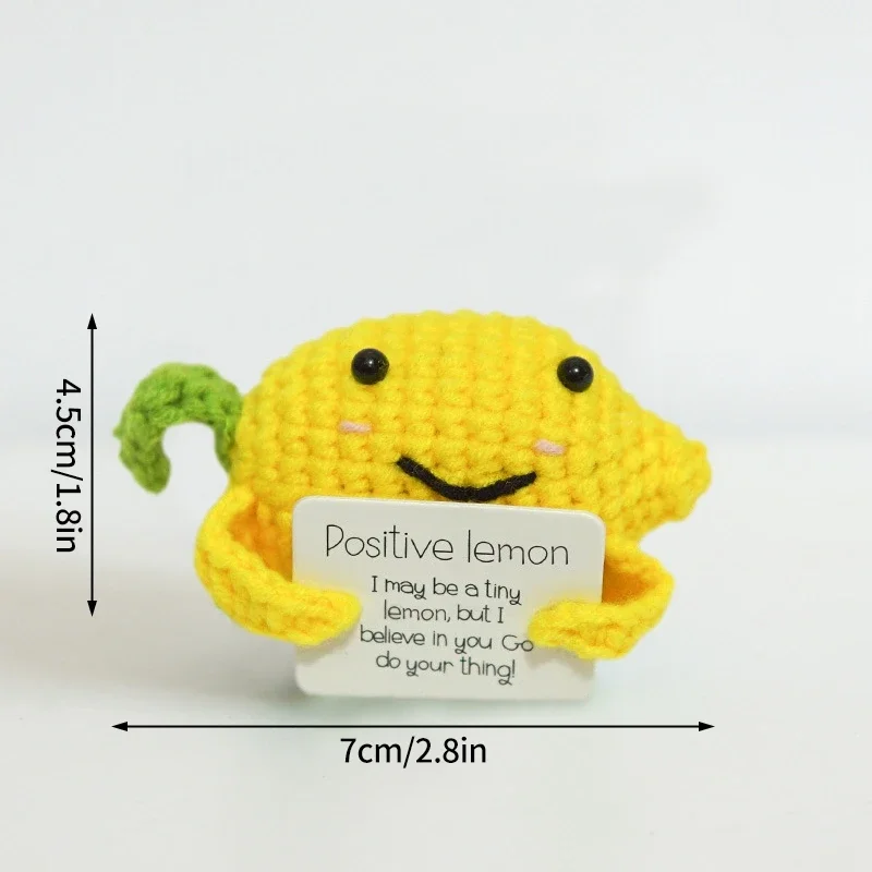 Positive Crochet Flower with Affirmation Card Crochet Energy Potato Fruits Animals Handmade Knitting Kids Gift Desktop Decor
