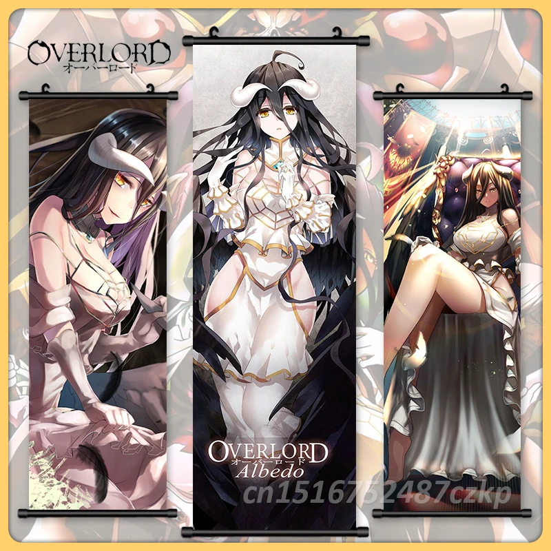 

Wall Art Overlord Hanging Anime Painting Poster Albedo Canvas Print Ainz Ooal Gown Picture Home Decor Scroll Bedside Background