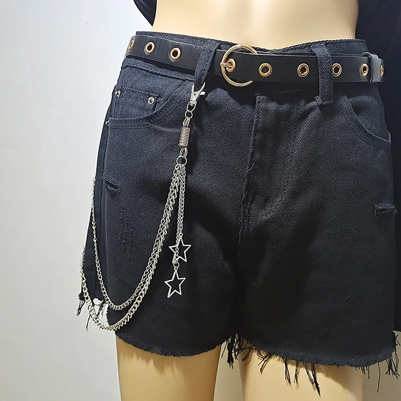 Key Chains Punk Steet Chain Women Men Moon Star Rivets Skull Accessories Rock Goth Pants Waist Belt Chain On Jeans Jewelry