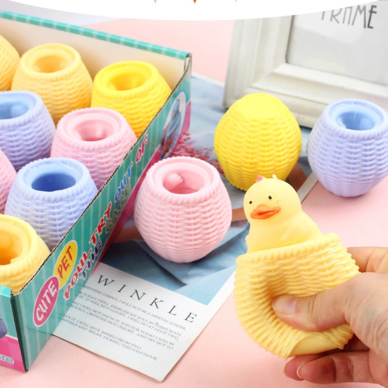 

New Strange Chicken Cage Cup Decompression Cute Pet Pinch Music Squeeze Vent Lovely Chicken Toy Stress Reliever Toys