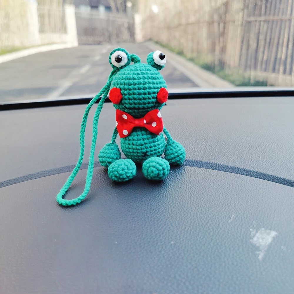 Cute Car Accessories Mirror Hanging Frog Charm Fruit Decor Flower