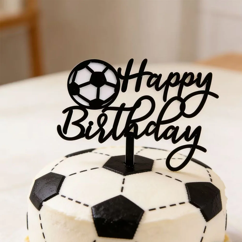 Acryl Junge Fußball Sport Thema Alles Gute zum Geburtstag Kuchen Topper Cartoon Kinder Fußball Dekoration Party Supplies