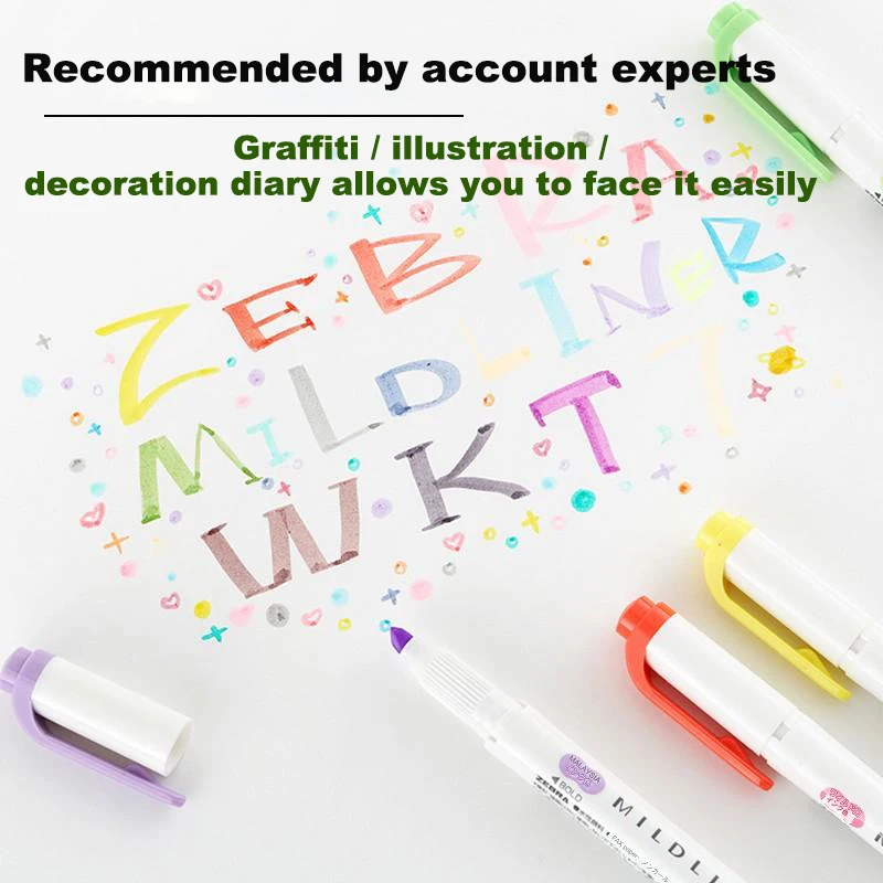 Highlighter Pen Set Broad Fine Dual Tips Assorted Ink Colors for Marking Underlining Drawing Zebra Mildliner highlighter marker,highlighter pen,art marker,marker pen