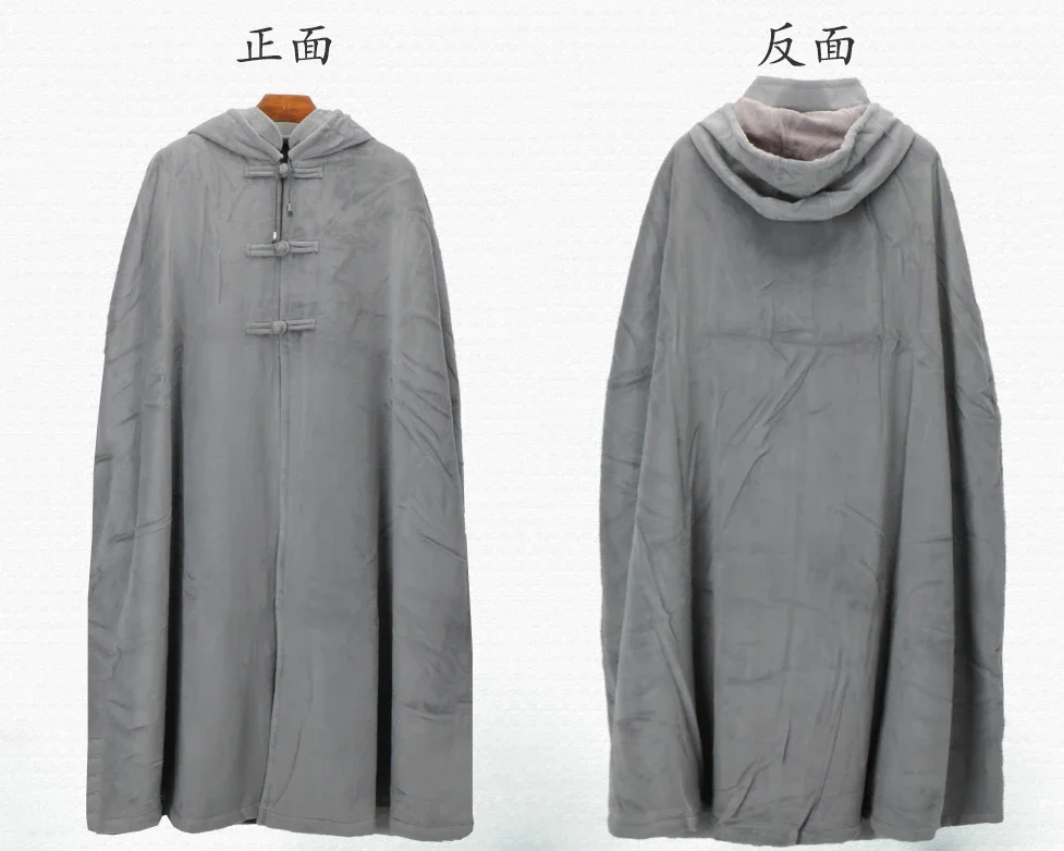 Zen Meditation Clothing Lay Buddhist Monk Robes Chinese Cloak Men Hooded Meditation Cushion Women Shaolin Monk Costume Unisex