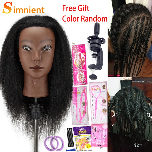 Mannequin Head with Human Hair for Braiding 100% Real Hair Mannequin Head Cosmetology with Hair Doll Head for Hair Styling Free Table Mannequin