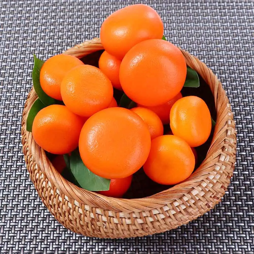 Artificial Fruits and Vegetables Imitation Fruits with Fruits and Leaves Home Ornaments Fruit Display Party Decor Tangerine Model Fake Oranges Artificial Fruit