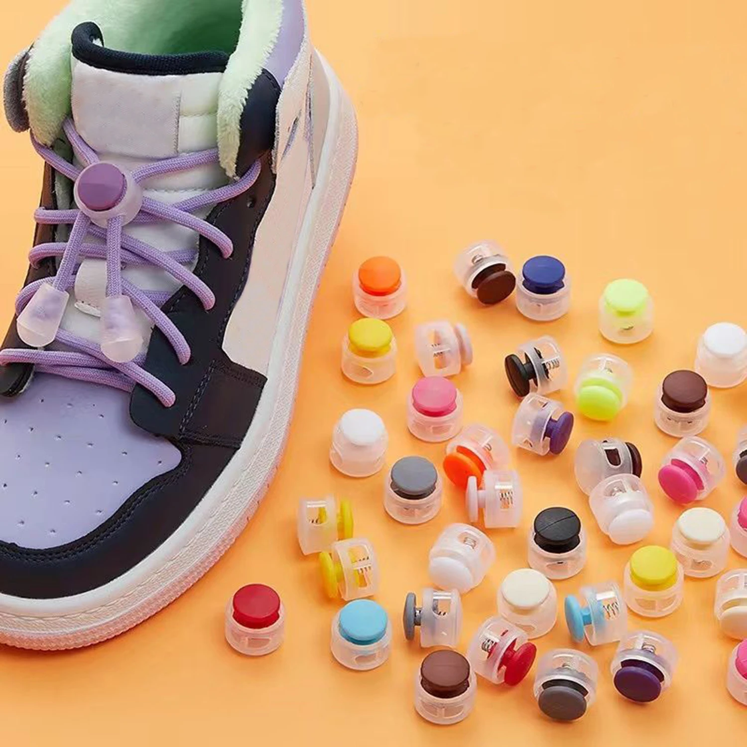 

Lazy Bread Shoelace Buckle Elastic Shoe Laces Sneakers Spring Press Buckle Round Locking No Tie Shoelaces Buckles For Kids Adult