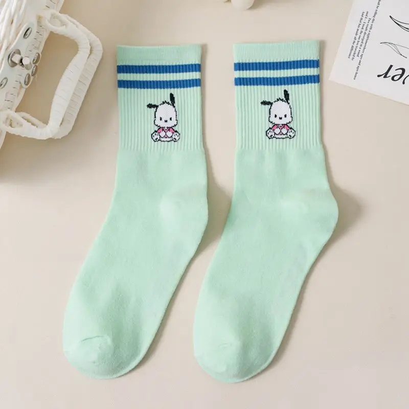 Kawaii Sanrio Mid-Calf Socks Pochacco Cartoon Cute Anime Student Comfortable Keep Warm Protecting Feet Toys Girls Gifts