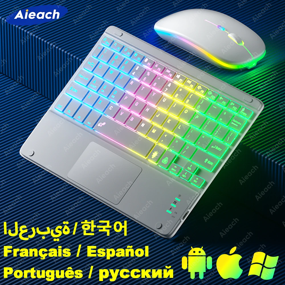 Wireless Bluetooth Keyboard with Touchpad Rechargeable Backlit Tablet Android Keyboard for Xiaomi Pad 5 6 Pro iPad 9th 10th Gen wireless keyboard mouse,ipad keyboard,tablet keyboard,wireless keyboard,tablet keyboard case