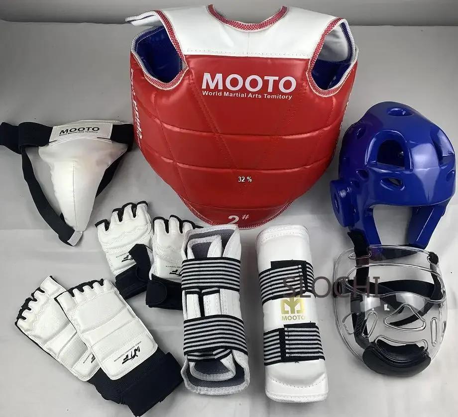 Equipo de Protección de combate de Taekwondo, conjunto de entrenamiento, equipo de combate real, juego de equipo de protección de artes marciales de competición gruesa