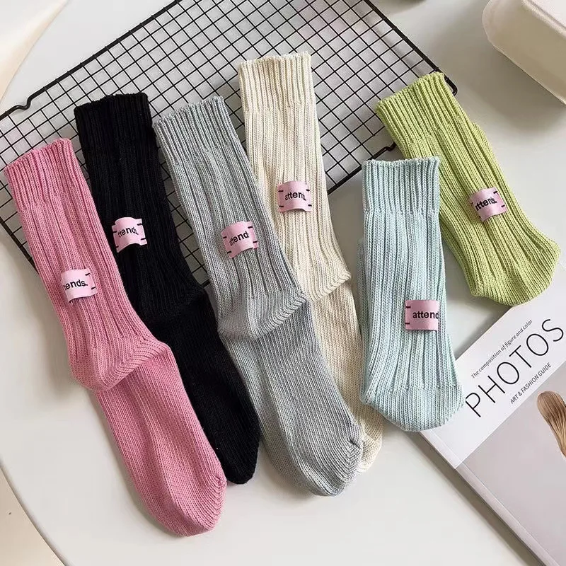 Sports Cotton Knee Socks Korean Needle Thick Thread Knitted Middle Tube Socks For Men Women Couples