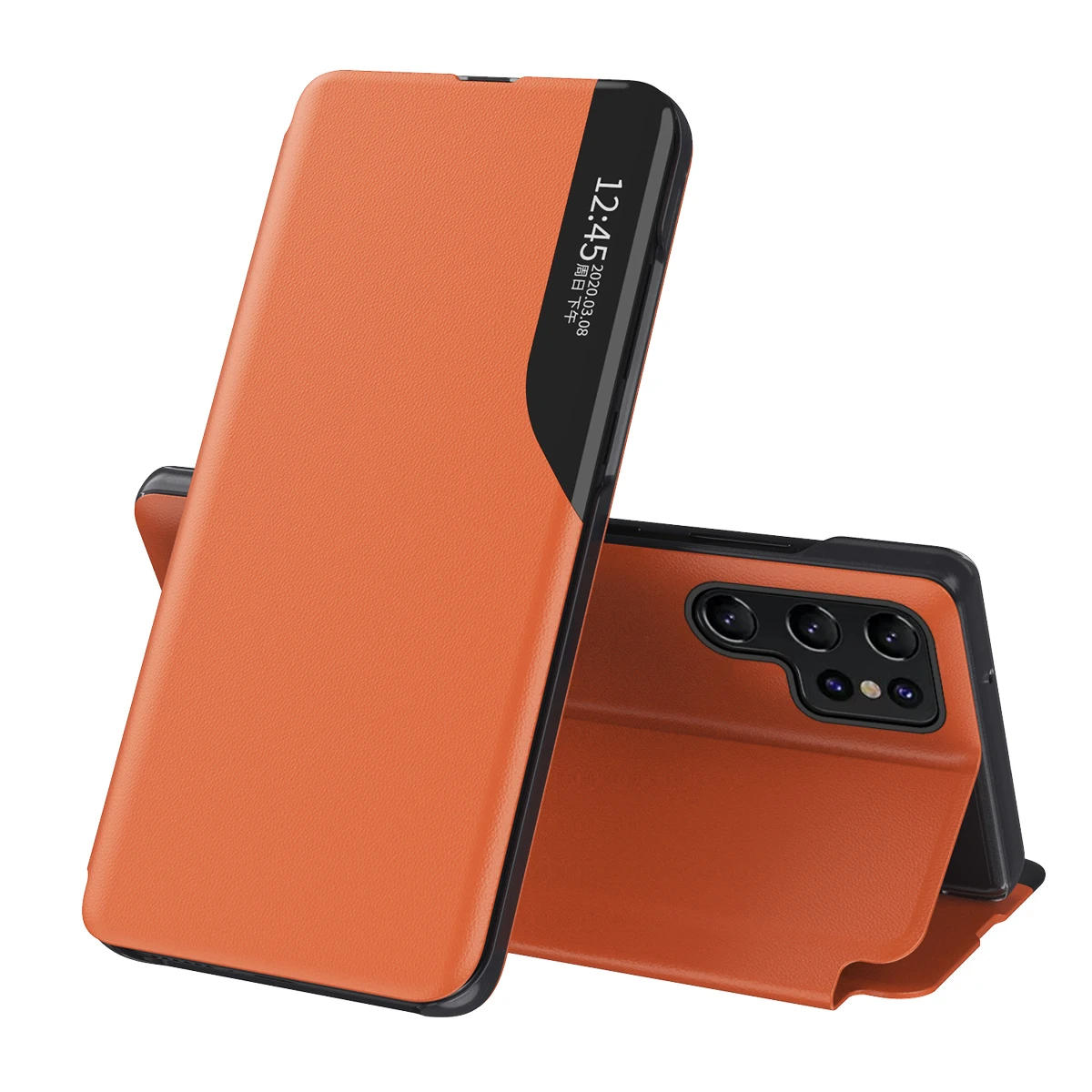 Premium Smart Window Flip Case - Magnetic Leather Cover