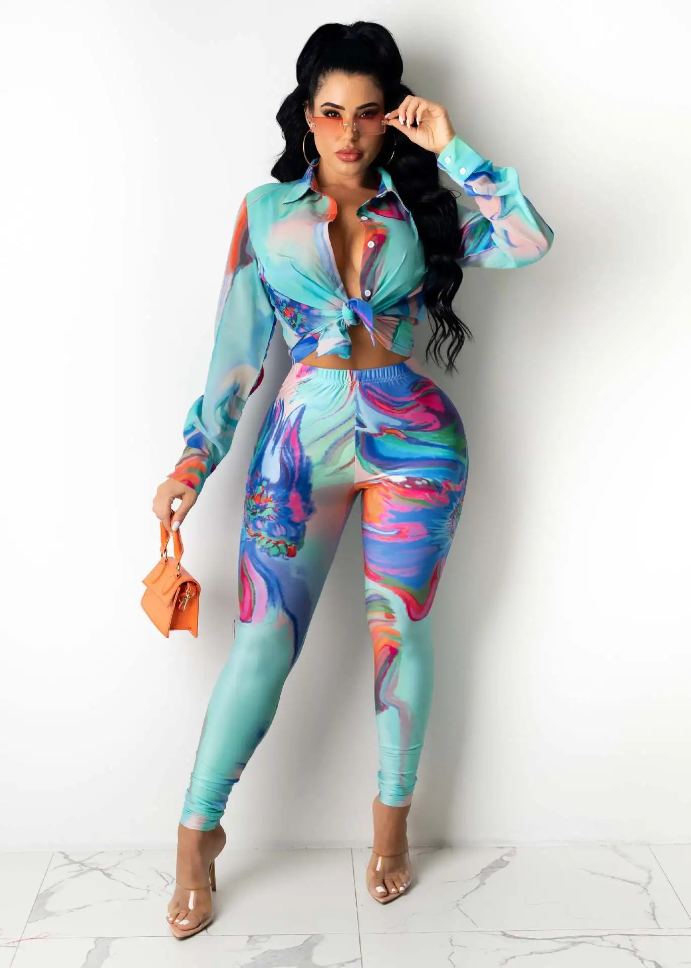 Fashion Prints Two Piece Sets Women Street Tracksuit 2023 Summer