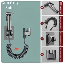 Premium Handheld Bidet Sprayer with Dual Control and Retractable Hose - G1/2 (GunGrey Bidet suit A)