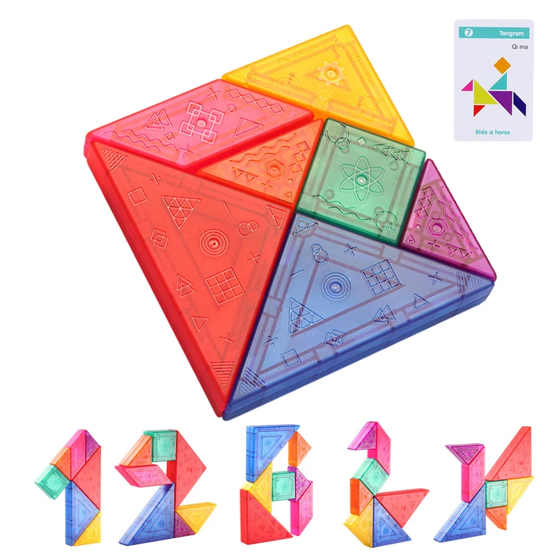 Tangram rompecabezas 3D para niño y niña, juegos de mesa de dibujo,  entrenamiento de pensamiento lógico magnético colorido, juguete educativo  Montessori| | - AliExpress
