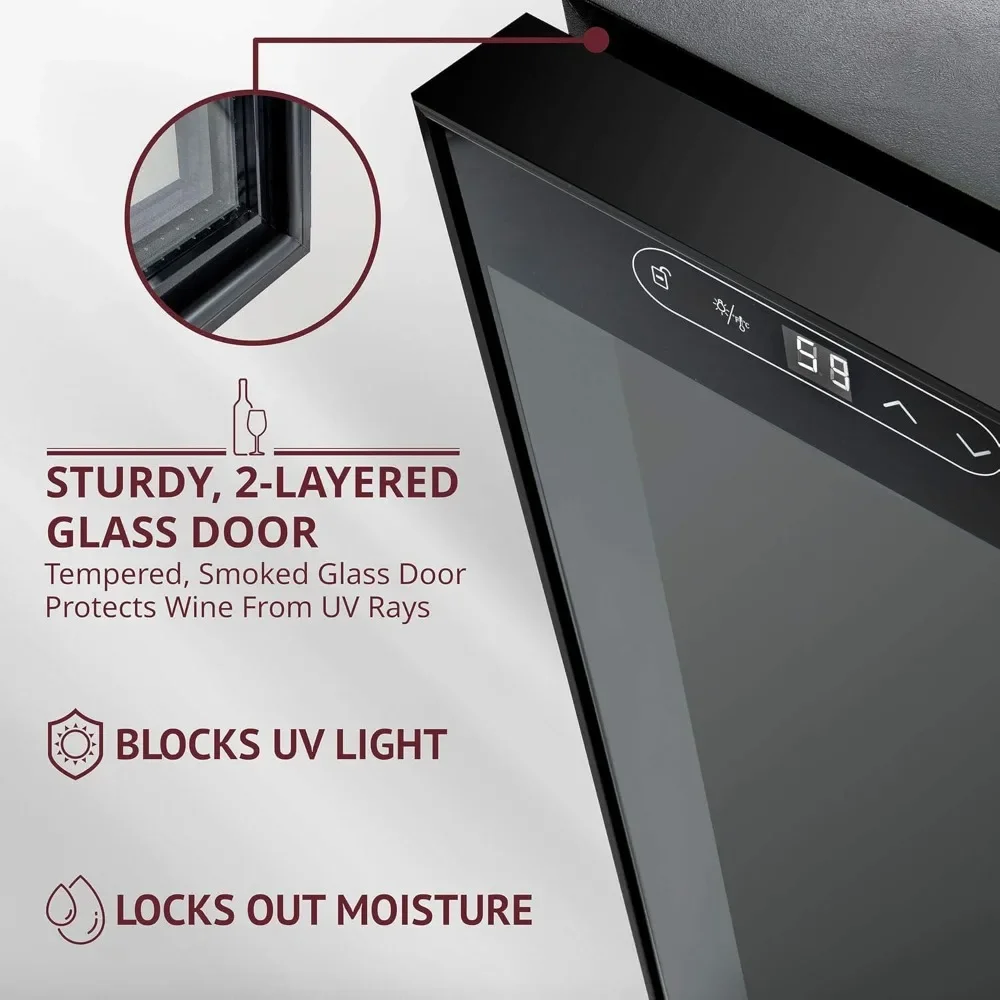 NEW-SCHMECKE 18 Bottle Compressor Wine Cooler Refrigerator w/Lock - Large Freestanding Wine Cellar - 41f-64f Digital Temperature