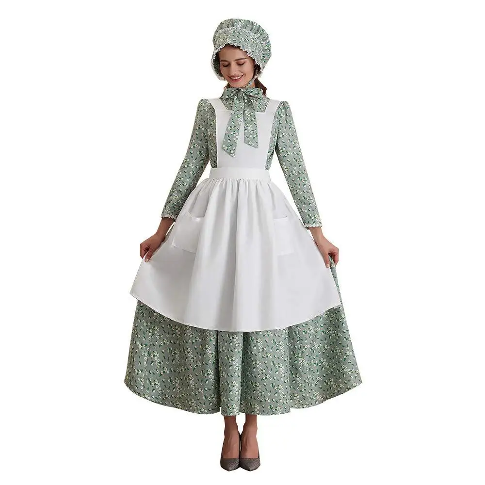 

Medieval Pioneer Women Floral Prairie Dress Deluxe Colonial Dress Laura Ingalls Costume Historical Modest Prairie Colonial Dress