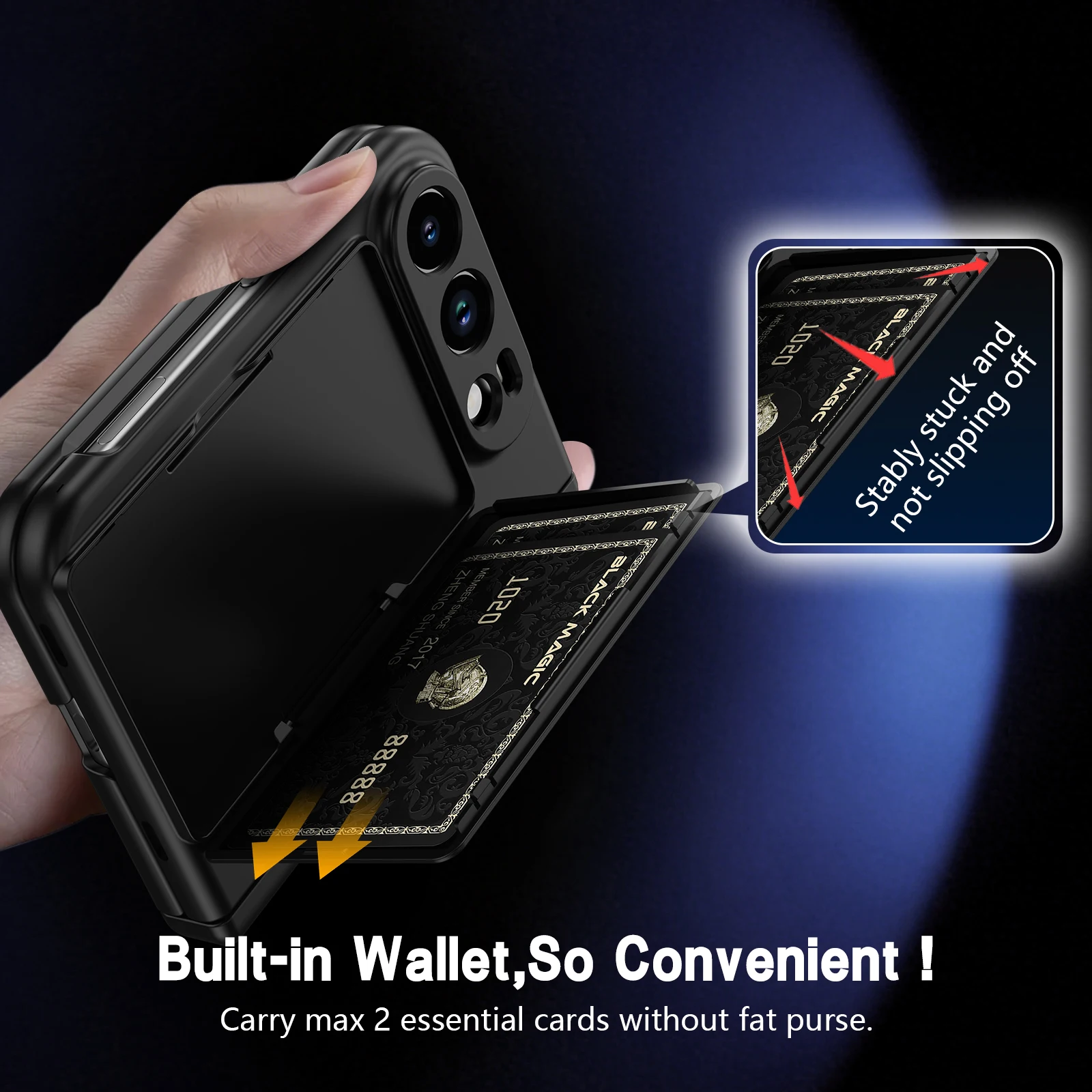 S Pen Holder Phone Case with Hinge Protection, Card Holder, Stand, Screen Protector, and Wallet Functionality