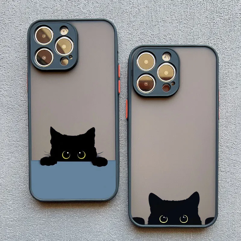 Schwarze, coole Katzen-Handyhülle mit Stoßschutz für iPhone 17 16 12 11 Pro Max 15 14 13 Pro Max Mini X XS XR 15 14 Plus Cover