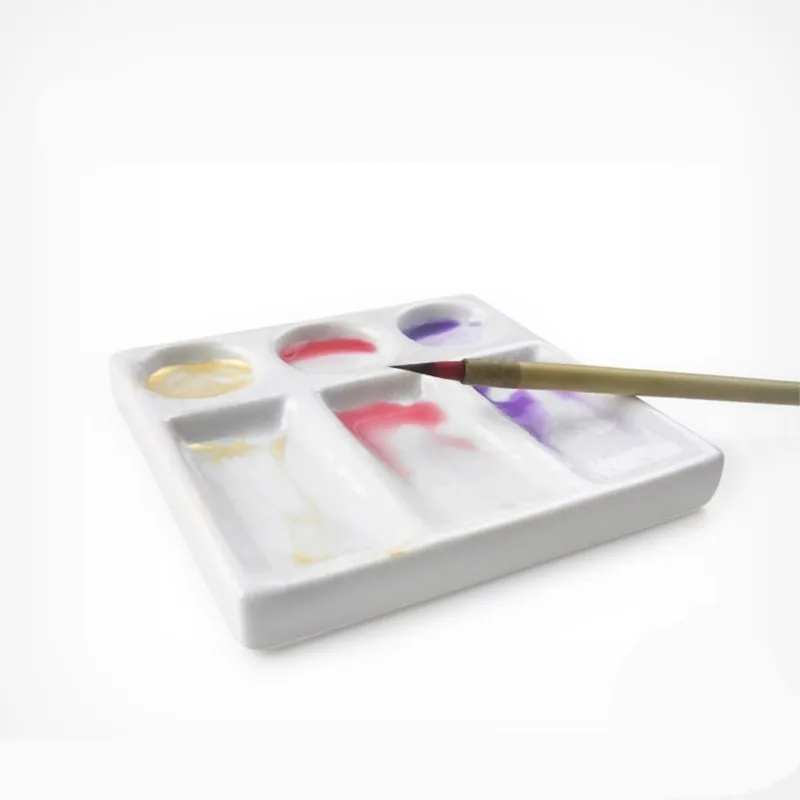 1Pc Ceramics Square Watercolor Palette water tank Office Calligraphy painting supplies 2/3/4/5/6/7/8/9/12/22/28 grid
