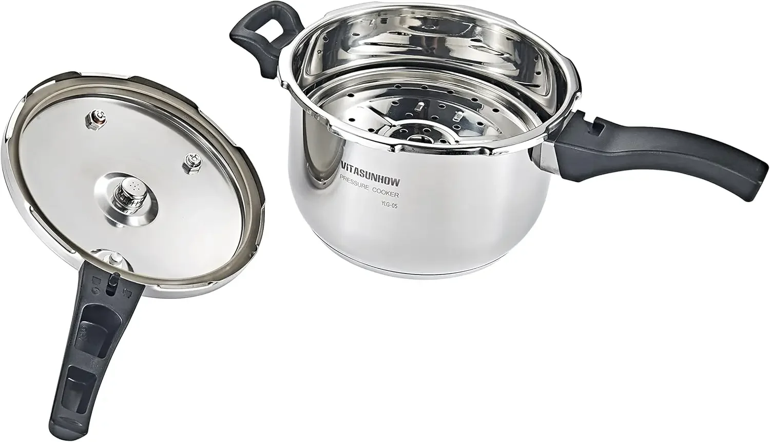 Steel Pressure Cooker with Steamer Basket, Faster Cooking and Safety Pressure Release (7-Liter) 2