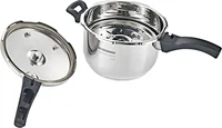 Steel Pressure Cooker with Steamer Basket, Faster Cooking and Safety Pressure Release (7-Liter) 2