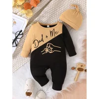 Gift Hat Set Baby Unisex Boy Girl Newborn Onesies Romper 0-18 Months Toddler Cute Letter Clothing Infant Long Sleeve Jumpsuit 1
