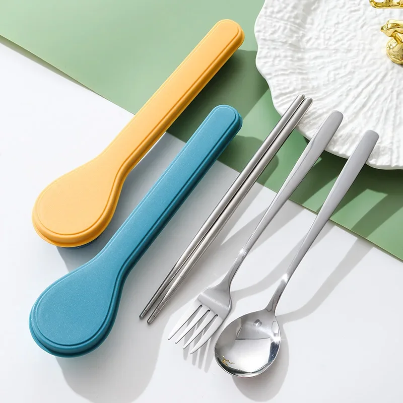 410 Stainless Steel Portable Cutlery Set Korean Style Tableware Set with Storage Case Home School Kitchen Dinnerware Combination