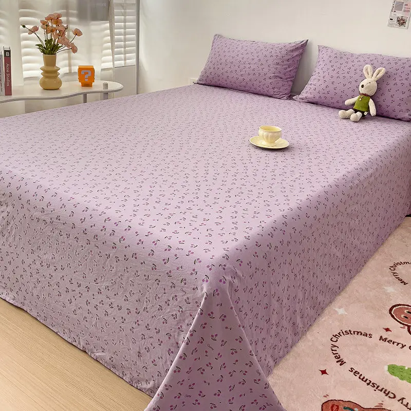 1 pc Cherry Bed Sheet for Spring High Quality Soft Fabric Sheets Flowers Flat Bed Sheet for Girls Kids Bedding (No Pillowcase) 2