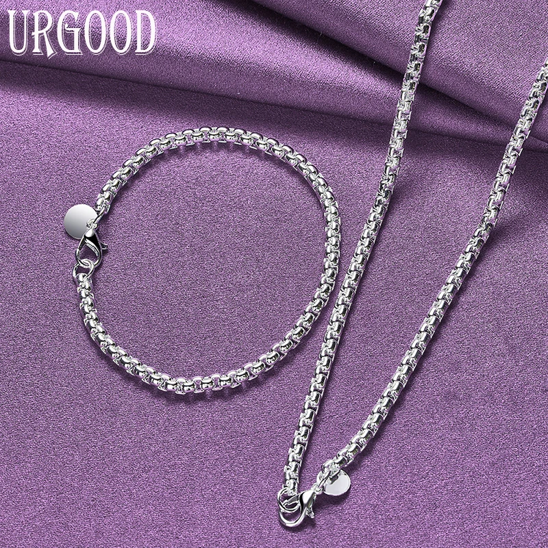 

925 Sterling Silver Hip Hop Fashion Trend 4mm Chain Set For Women Birthday Party Engagement Wedding Gift