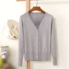 Women's Classic Button Down Long Sleeve V Neck Soft Knit Sweater Basic Black Cardigan Casual Thin Coat Fall Commuting Jacket 4