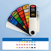 Paint Watercolor Boxed Fan Solid 24 Colors Portable Watercolor Paint Tools Set for Students Art 6