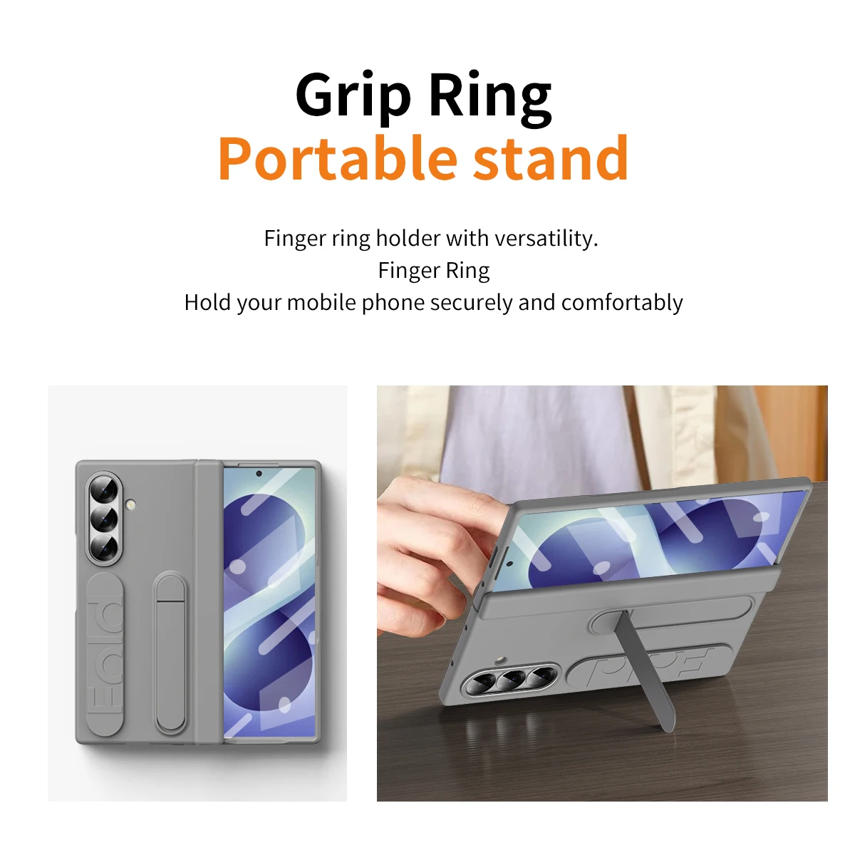 Versatile Wristband Grip Phone Case with Kickstand & Front Glass Protection