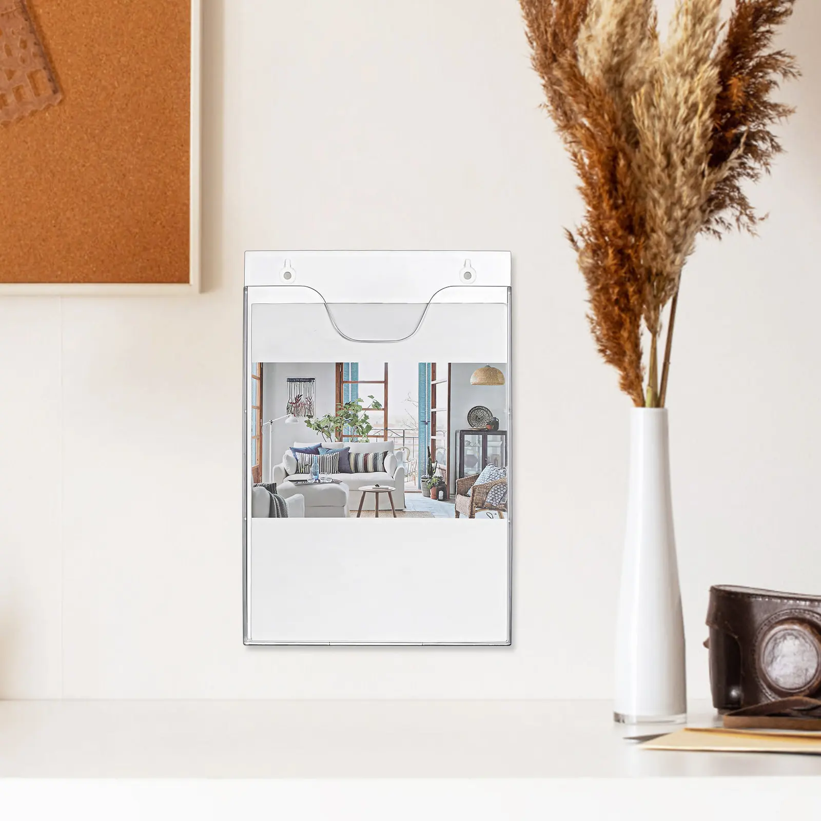 2Pcs 벽걸이형 아크릴 파일 정리함 투명 수직 문서 홀더 잡지 랙 브로셔 홀더 사무실 홈 디스플레이