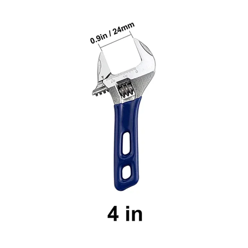4/5/6/8/10/12 Inch Adjustable Wrench Wide Opening 0-46cm Chrome Vanadium Steel Forged Wrench with Short Handle Hand Tool Spanner