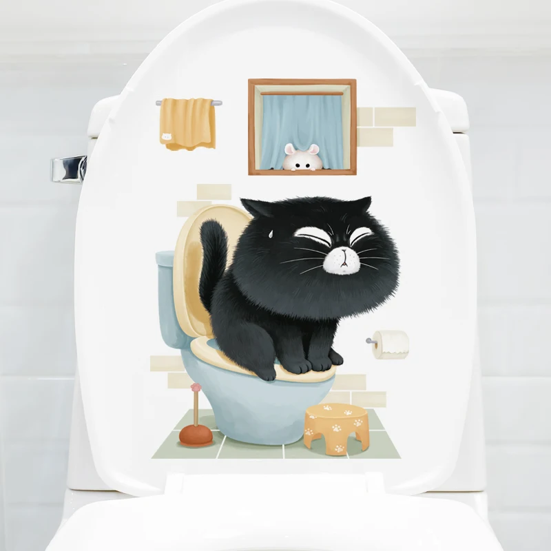 M428 Cartoon Nette Katze Wc Aufkleber Badezimmer Wc Abdeckung Aufkleber Wand Aufkleber Wc Für Home Dekoration – Detail 6
