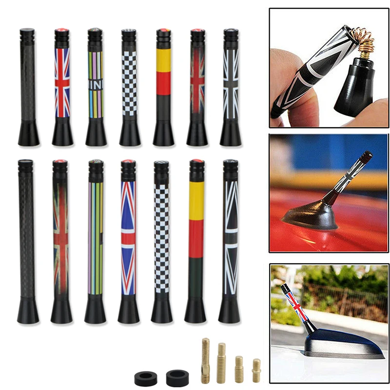 Rhyming Mini Cooper Car Antenna Mast Stubby Antenna Union Jack Uk Germany Flag For S Jcw R55 R56 R57 R60 F55 F56 Accessori