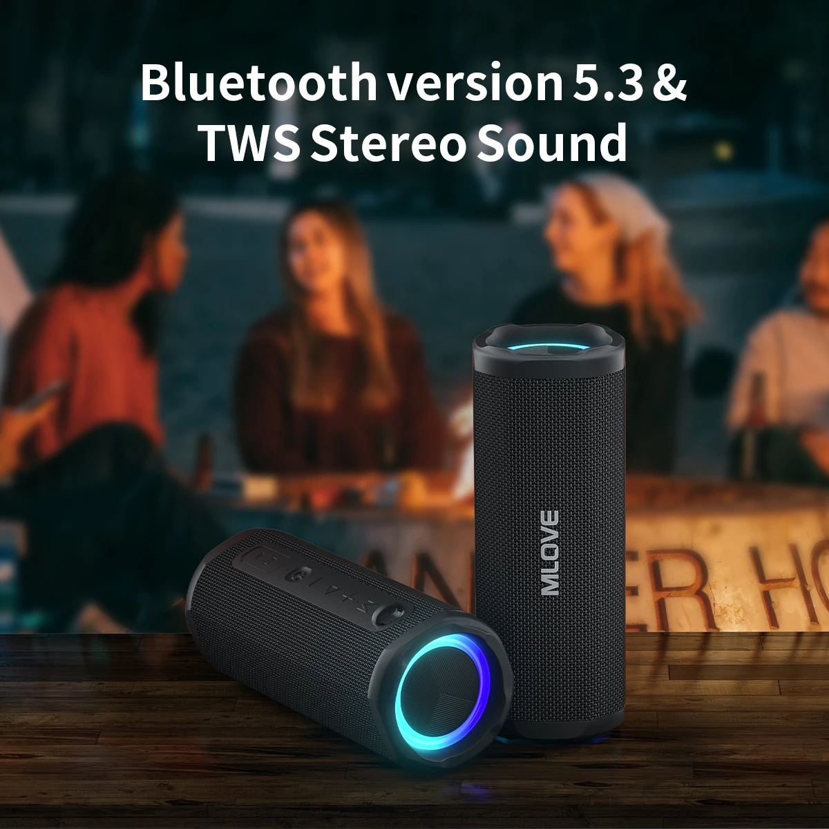 MLOVE P2 Portable Bluetooth 5.3 Dual Speakers RGB Lights IPX7 Waterproof TWS Connectivity Speaker bluetooth speaker portable speaker