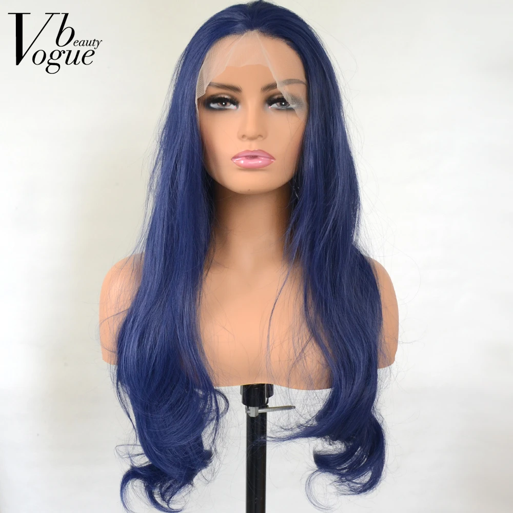 Vogue Beauty Dark Blue Synthetic T Lace Front Wig Natural Wave Heat  Resistant Fiber Cosplay For Women - Synthetic Lace Wigs(for White) -  AliExpress