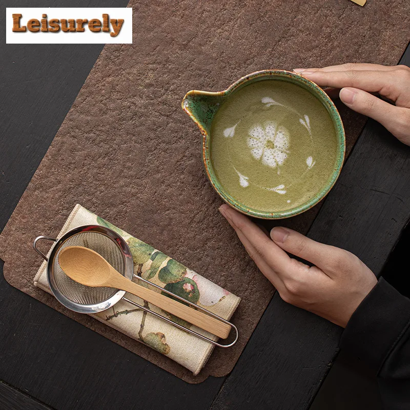 Kiln Fambe Matcha Four-piece Set Japanese Ceramic Tea Tools Bowl Whisk Brush Holder Spoon Tea Services Accessories Craft Supplie