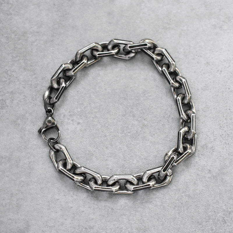 Men's Stainless Steel Antique Black Link Chains Bracelets for Men Chain On Hand Accessories Jewelry Gift