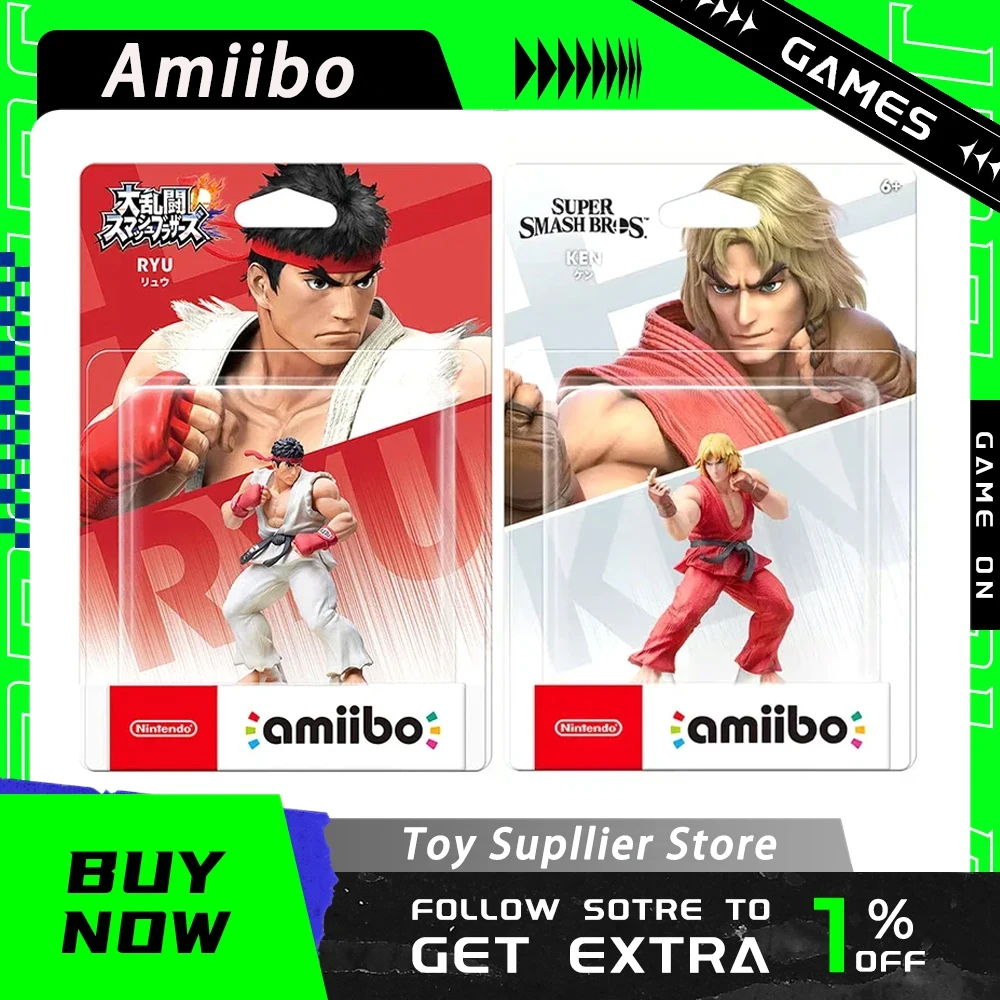 

Экшн-фигурка уличного истребителя Amiibo Ryu Ken Masters NS NFC Switch, Аниме фигурки, игровая модель, статуэтка, коллекционная игрушка, подарки