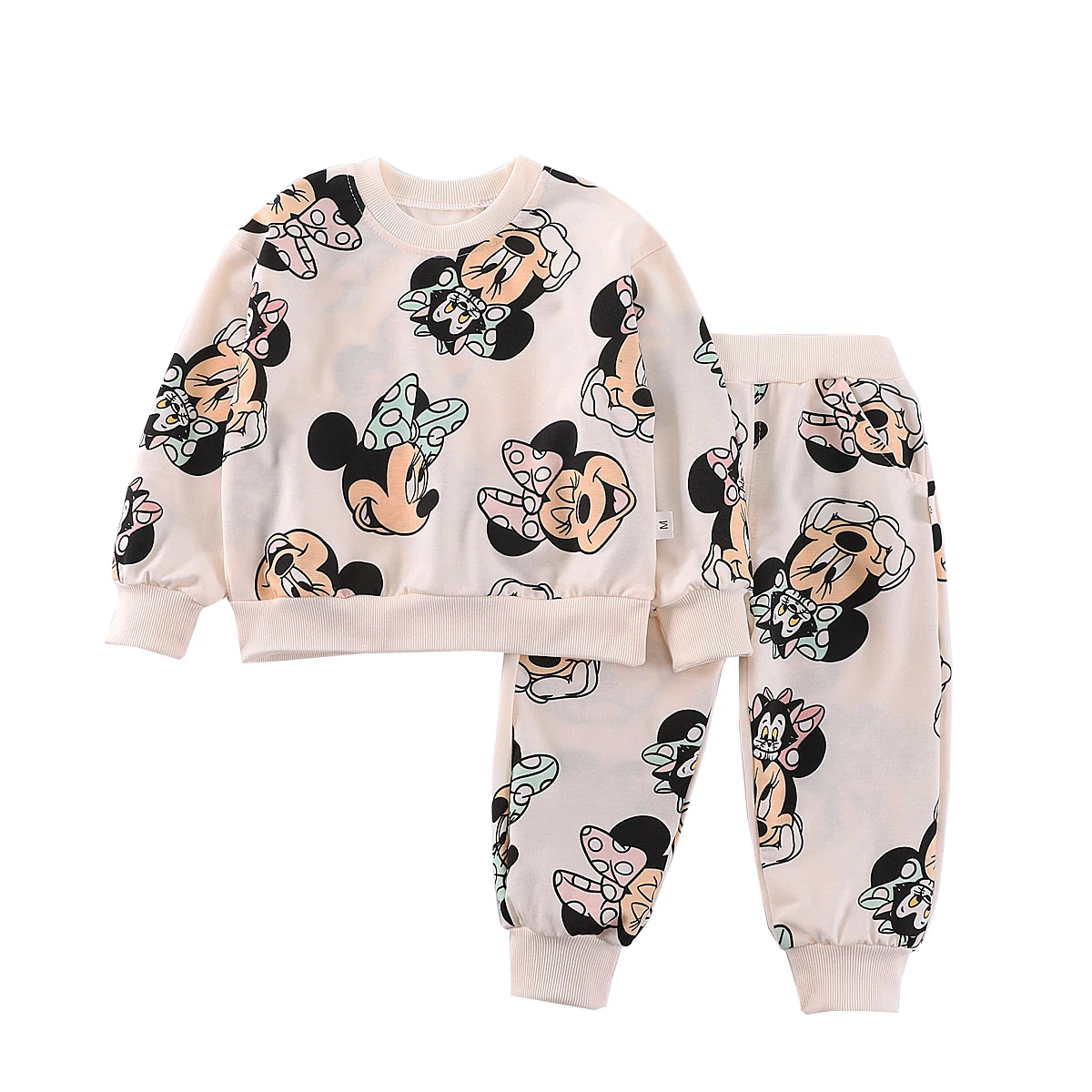 thumbnail image 1 of Disney-Sudadera con capucha de Minnie Mouse para niños y niñas, conjunto de 2 piezas, Jersey largo con capucha, ropa informal, otoño, 1 of 5