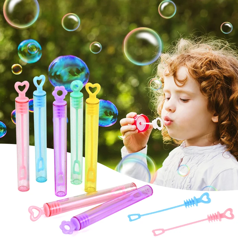 10-50pcs Colorful Bubble Soap Bottle Heart Wand Empty Tube Kids Birthday Party Favors Pinata Filler Toys Wedding Gifts for Guest