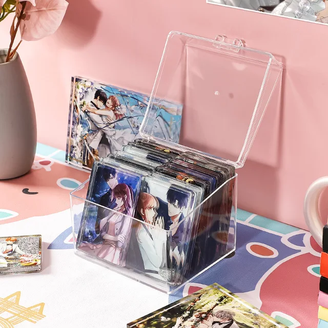 Kpop Photocard Storage Box Transparent Acrylic Photo Card Organizer Compartment Flip Box Card Case Protector Container Korean 5
