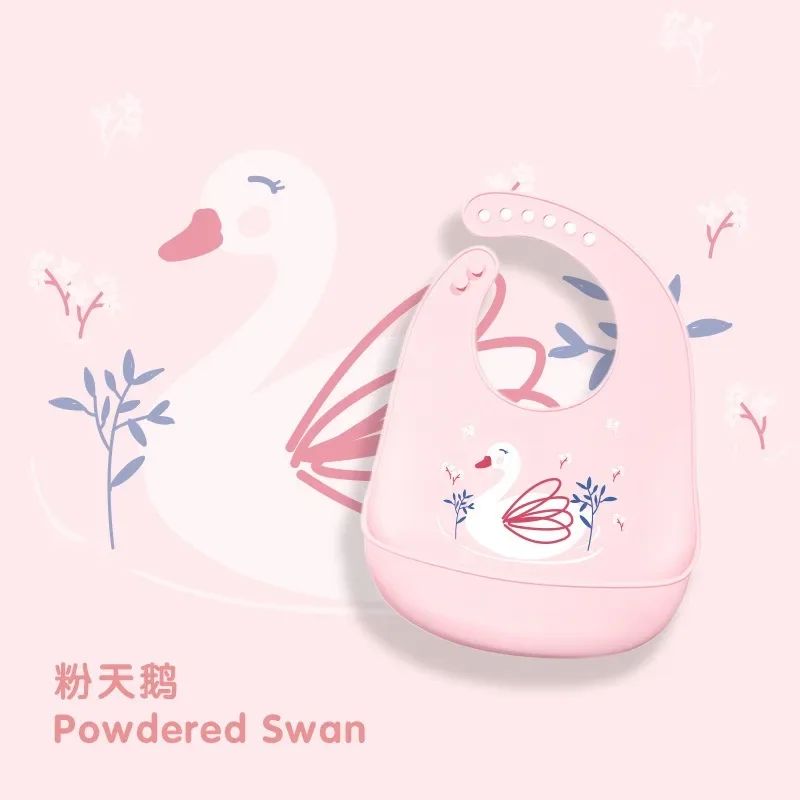

New Cute Baby Bib Button Folding Easy To Clean Baby Anti-dirty Saliva Bib Silicone Cartoon Pattern