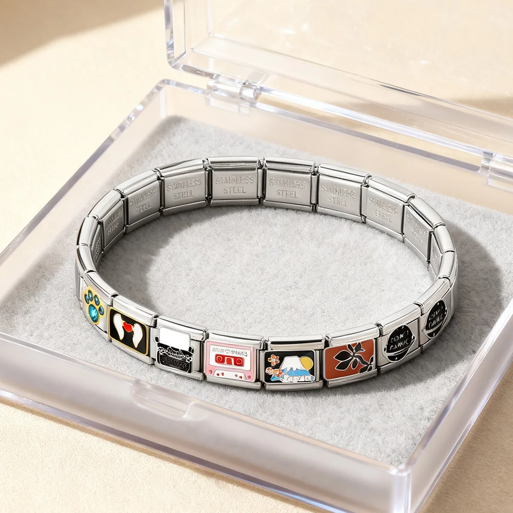 Mode Retro Schreibmaschine Geste Schiff Liebe Lieder Engel Italienischen Link Fit 9mm Charm Armband, Die DIY Edelstahl Schmuck – Detail 2